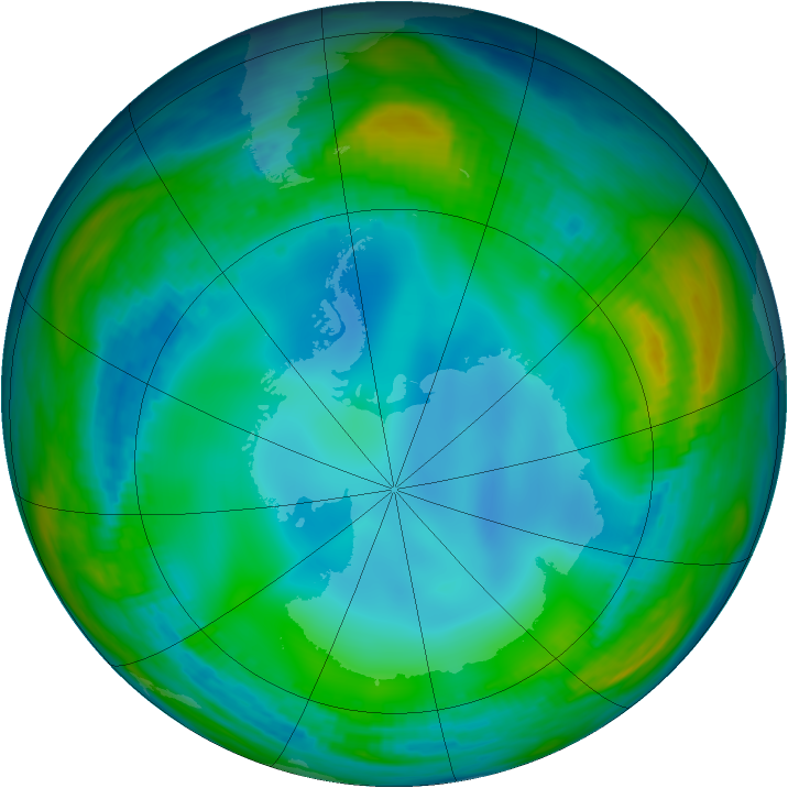 Antarctic ozone map for 10 July 1985
